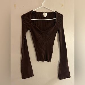 Long sleeve bustier knit top